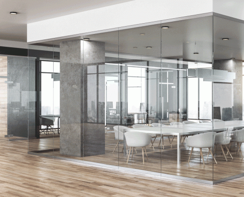 Schaltbare Folien eignen sich perfekt für die Verglasung von Sitzungszimmer